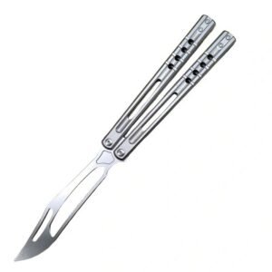 titanium handle killer whale practice blade butterfly fling knife