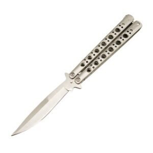 42 Balisong Knife Butterfly Knife Spring Latch Silver