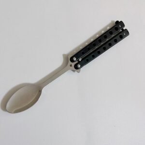 Balisong Spoon Butterfly Training Knife Practice Knife Throwing Carry Soup Spoon Fork